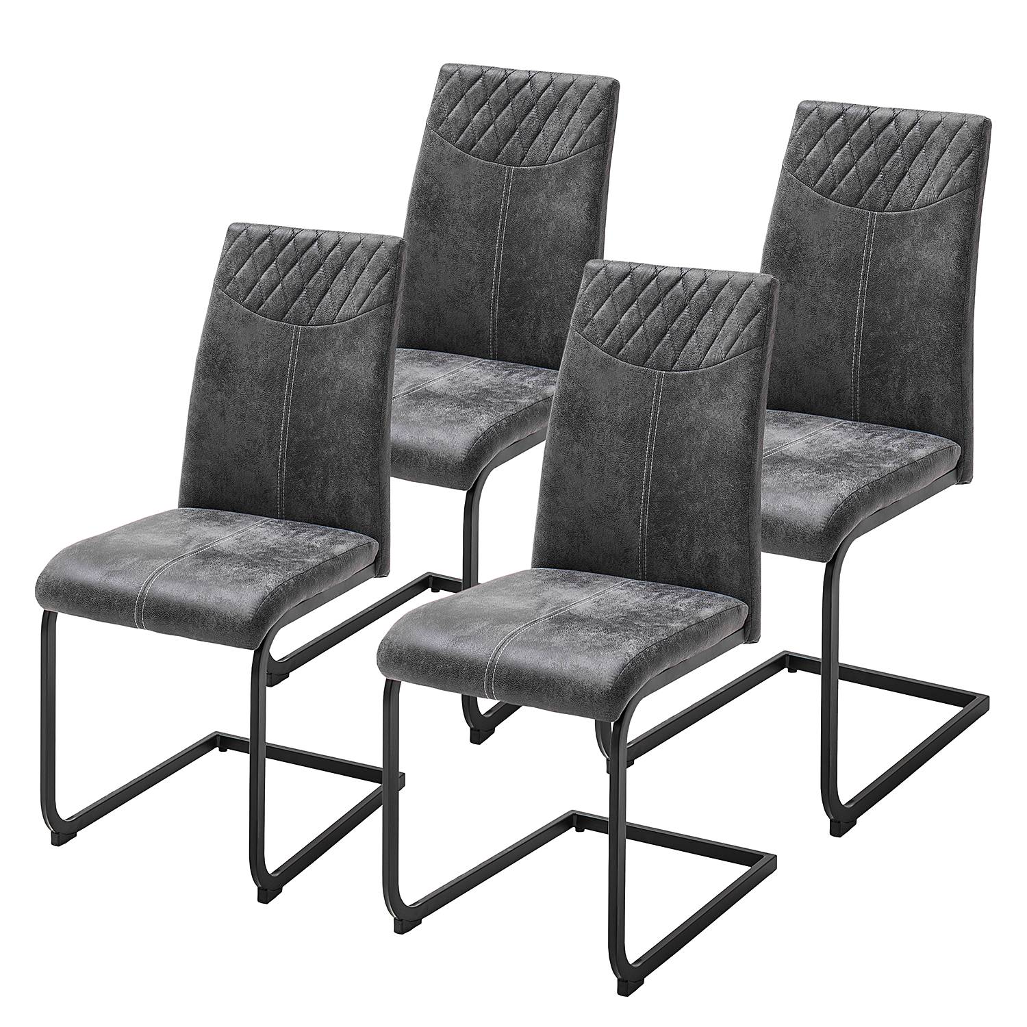 Lot De 6 Chaises Tissu Coloris Gris Anthracite - Amado - Chaise BUT