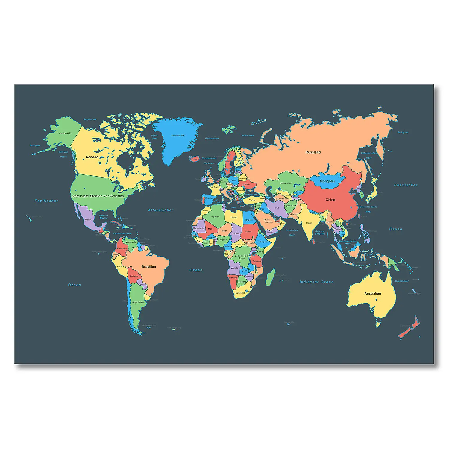 Map Leinwandbild Colorful