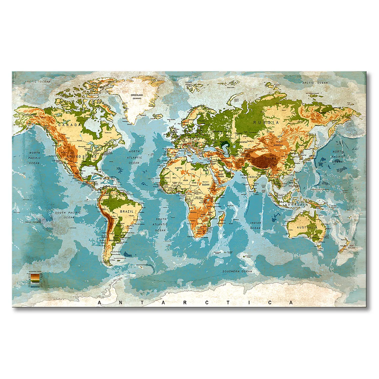 Used Worldmap Leinwandbild