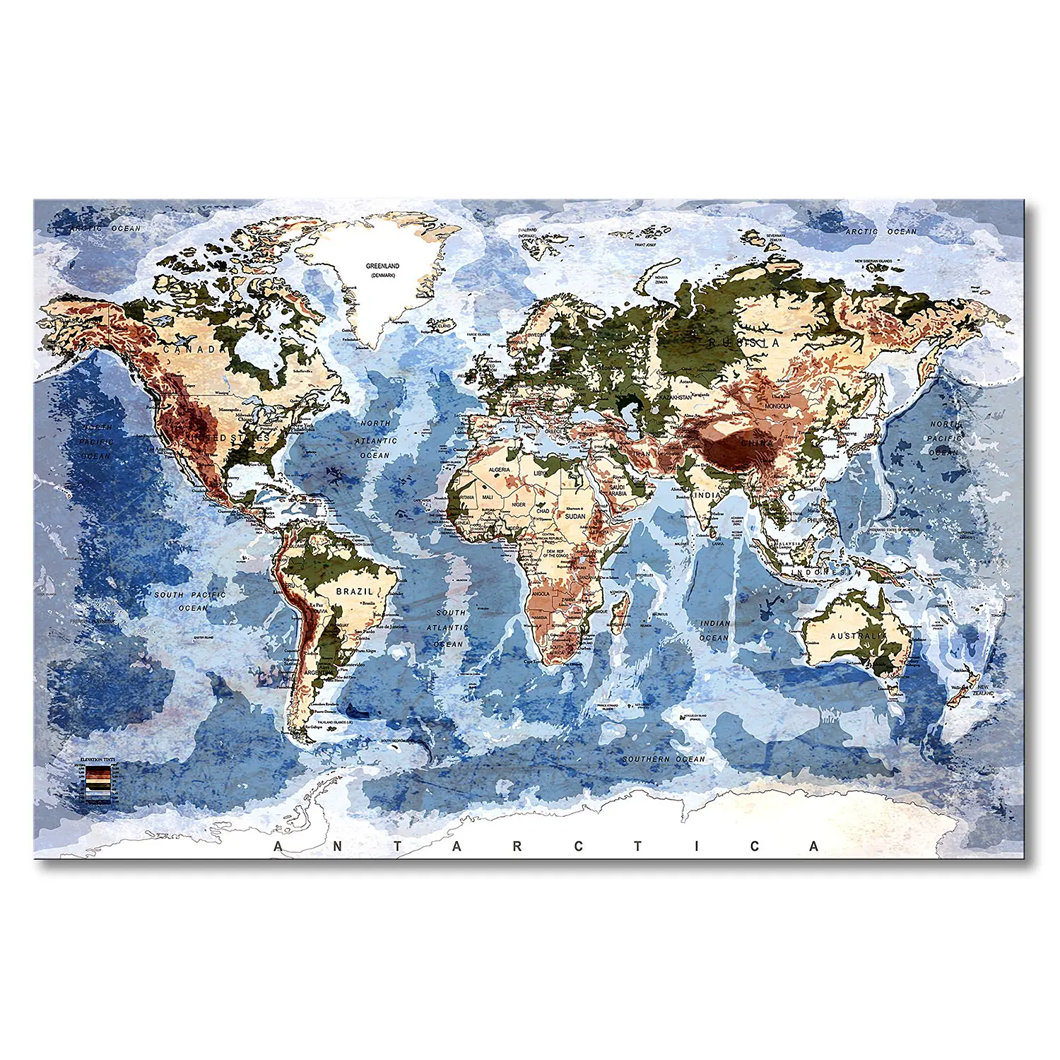 One Worldmap Leinwandbild Old