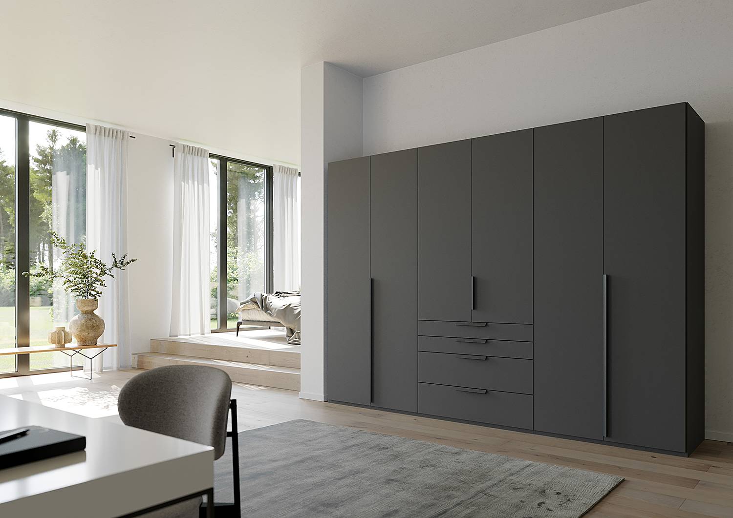 rauch Orange Drehtürenschrank Purisma Typ B 301cm Grau/Graphit | Grau