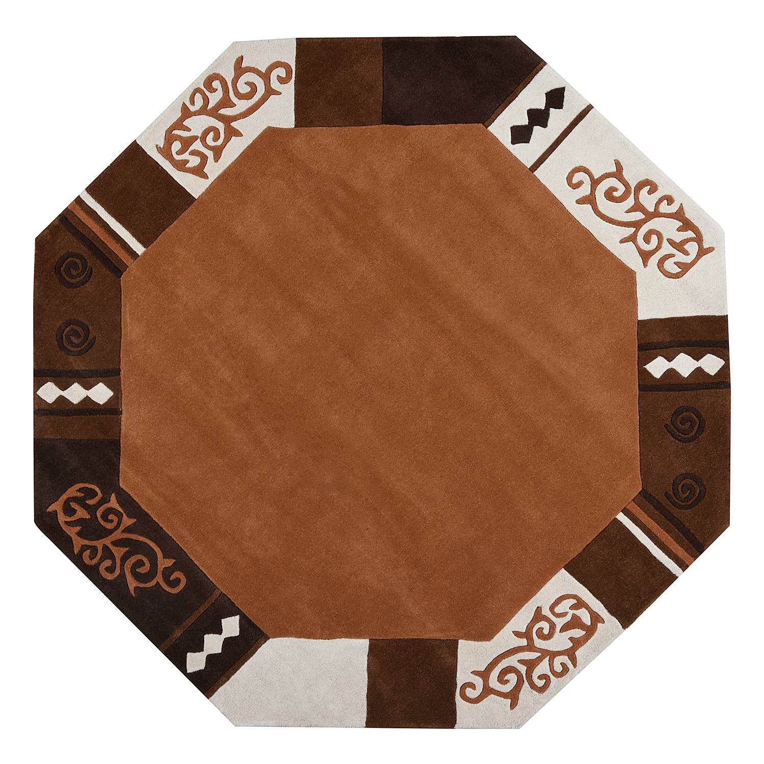 home24 Wollteppich Ambadi Polygon Braun/Braun 200 x 1 x 200cm Wolle