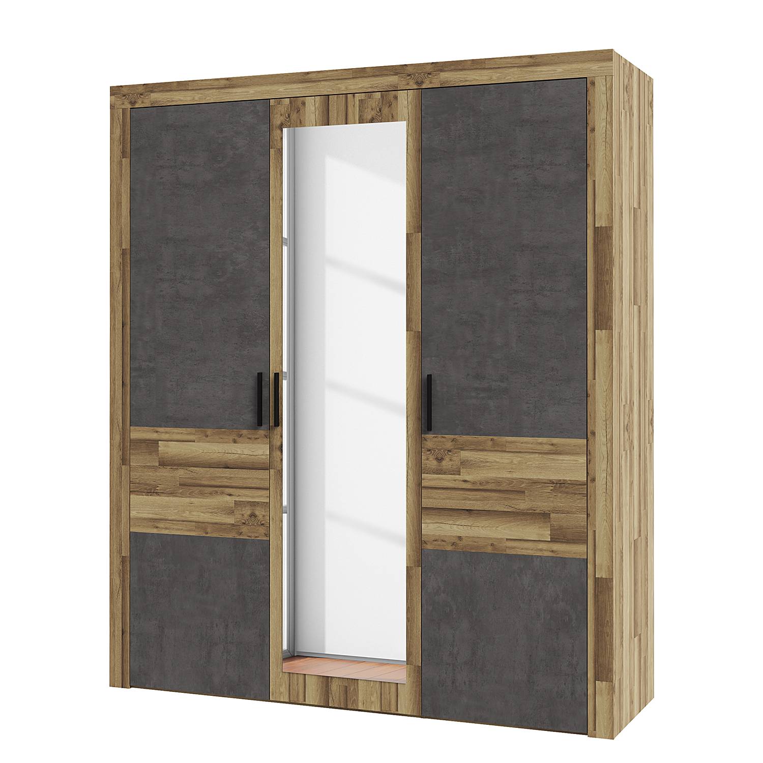 Armadio Con Ante Scorrevoli Peer - Bianco E Grigio Cemento, 170x195x61 Cm, Per Camera Da Letto - Foto 7