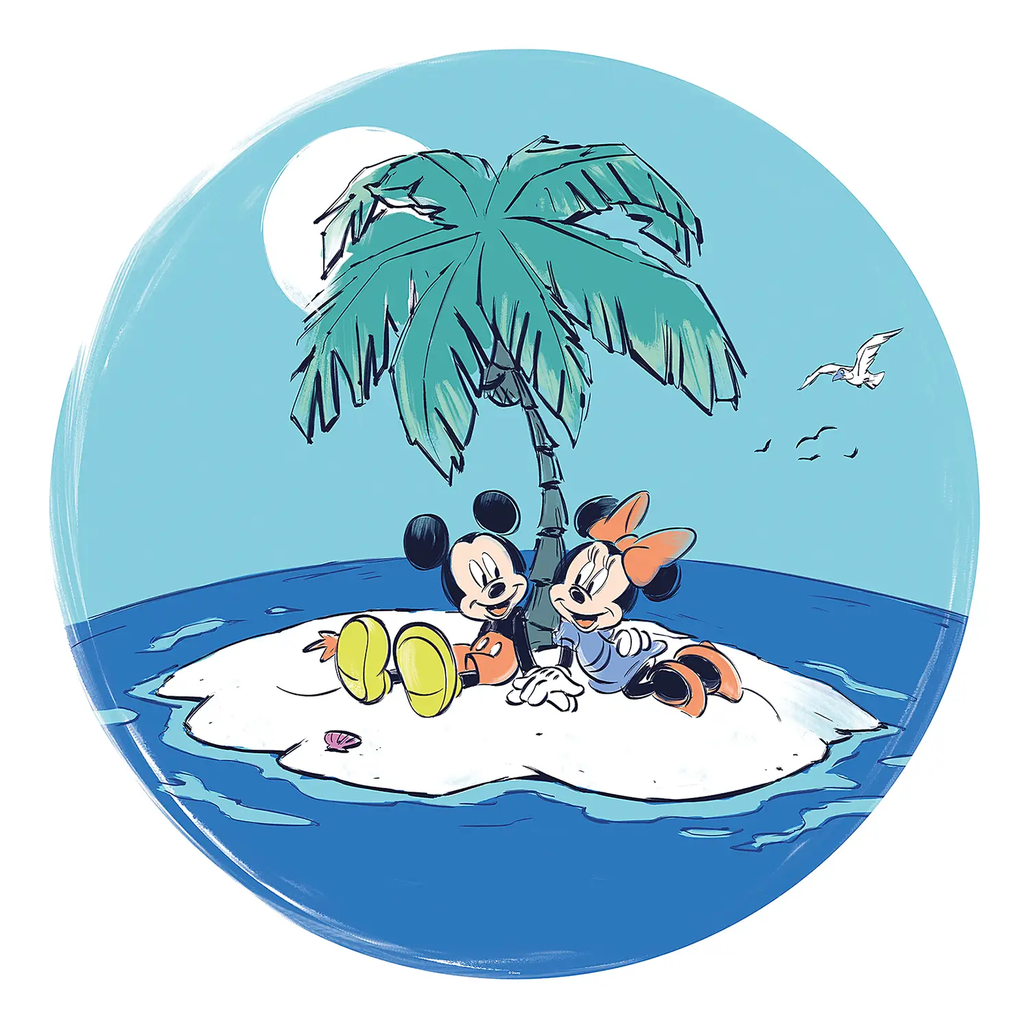 Mickey and Minnie Island Wandtattoo