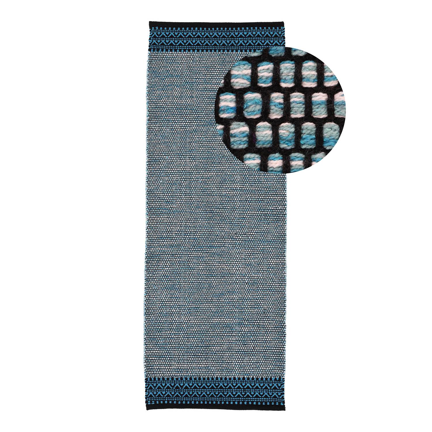 Tapis Kelim Moderne Tissé Main - 232 X 152 Cm, Laine/coton, Bleu Gris, Neuf Sans étiquette