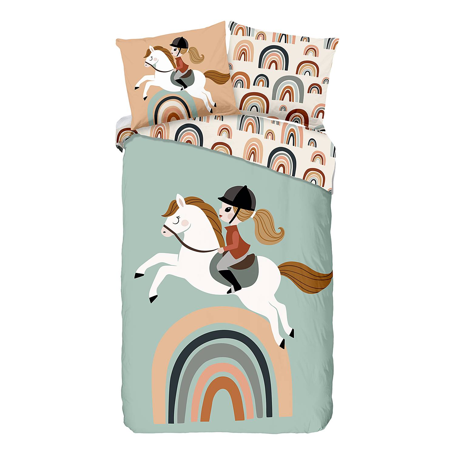 KiGATEX Couette Et Oreiller Bébé Ours - Parure De Lit 35x40 + 80x80 Cm, Anti-Allergie