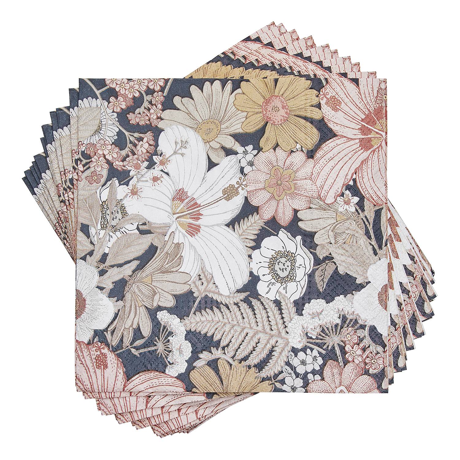 Celebrate The Home Papierservietten, 3-lagig, Blumen-Motiv In Blau – 20 Stück, 16,5 X 16,5 Cm, Gedruckt In Deutschland