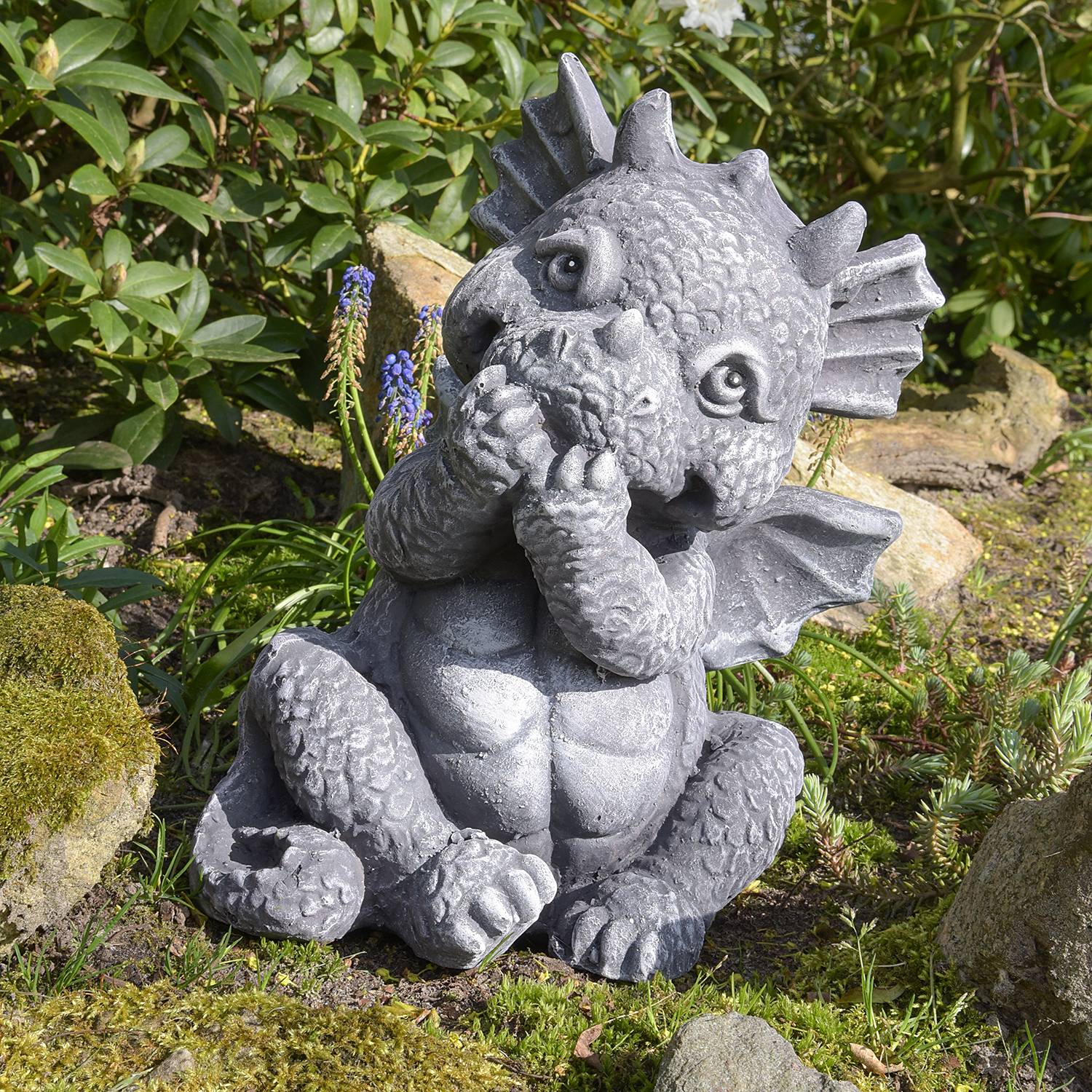 Sitzender Gartendrache Aus Polyresin – 30 Cm Deko-Figur Für Innen & Außen