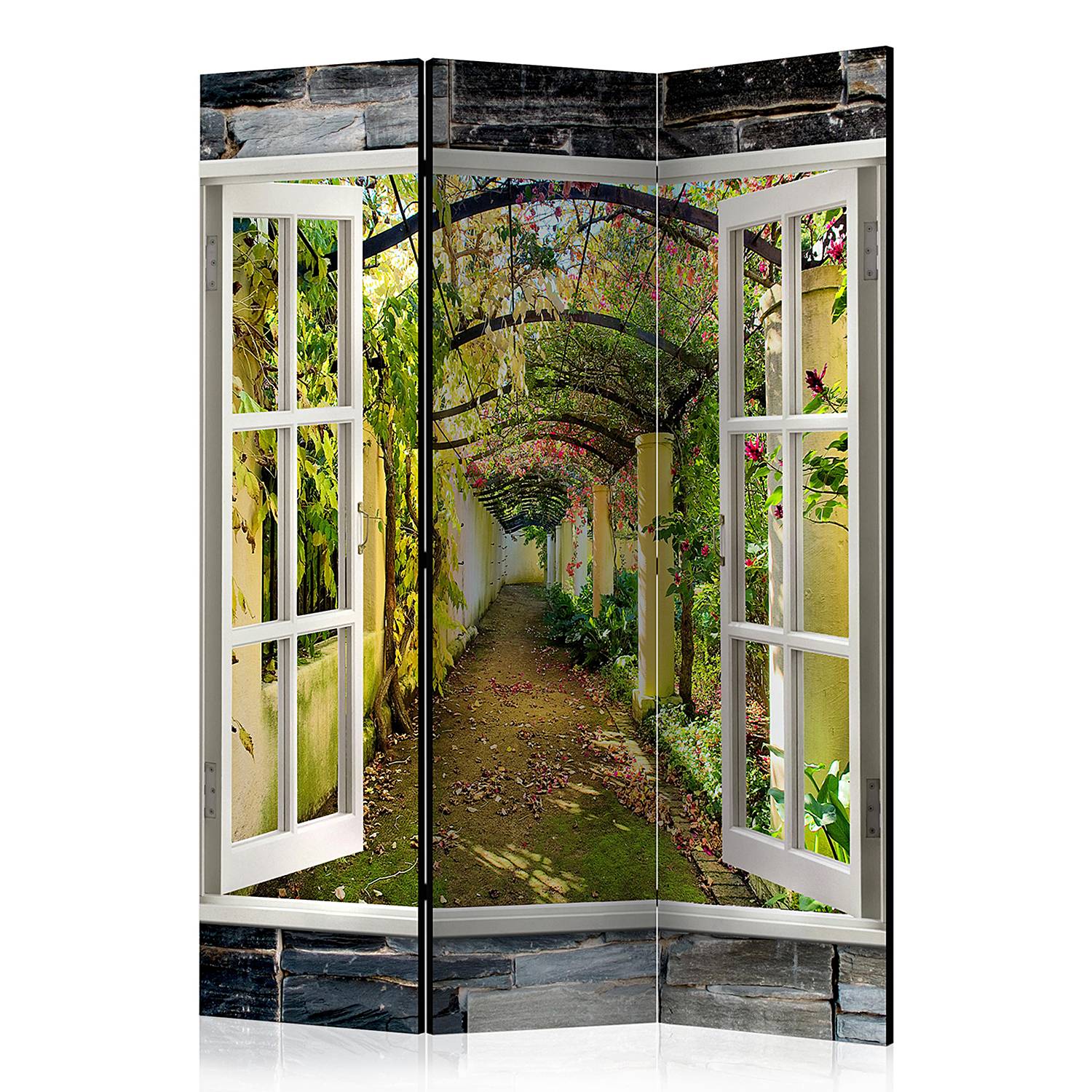 STEINFIGURENWELT Paravento Da Giardino In Metallo Ruggine – Motivo Erbe, 116x33 Cm, Resistente