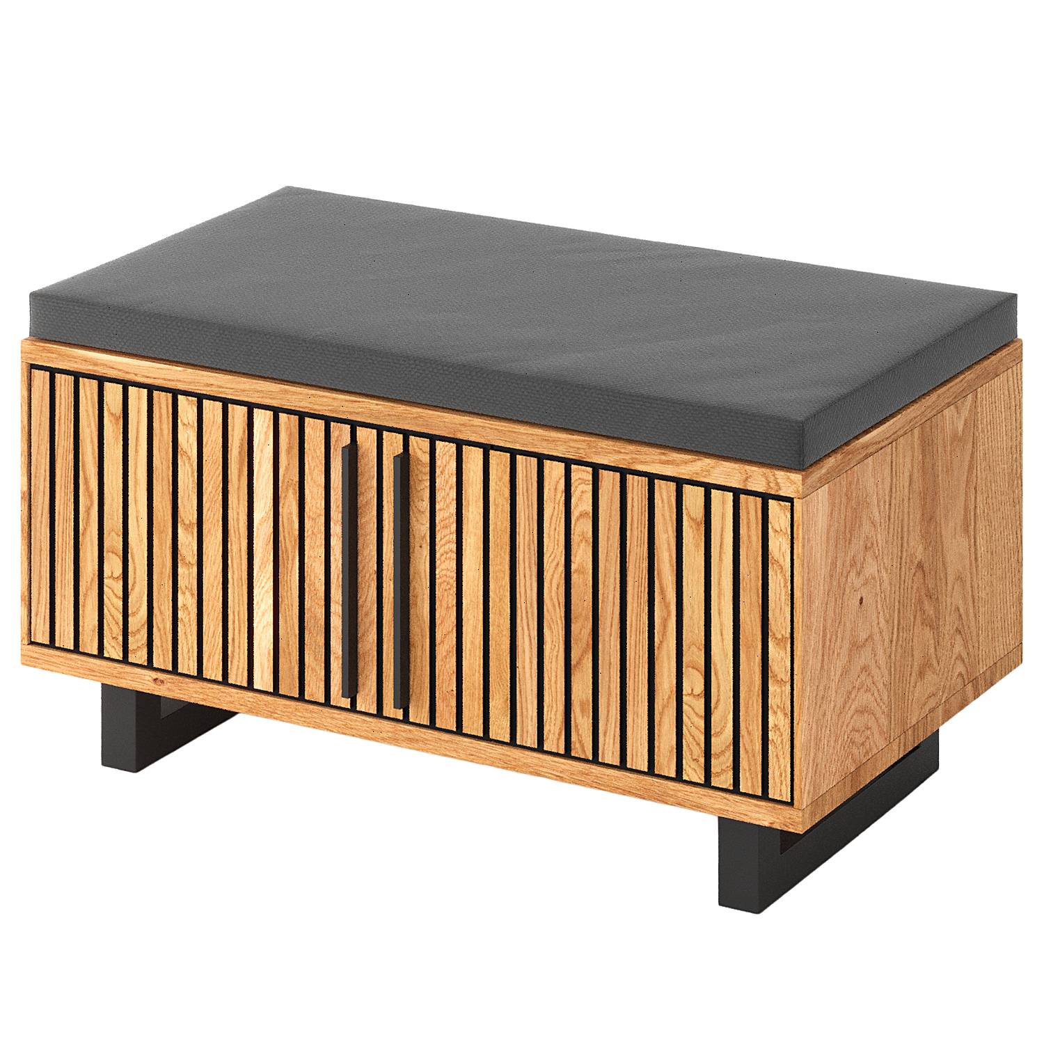 Panca Da Ingresso Cortesi Home Holden In Metallo E Similpelle Nera, 2 Posti, Design Moderno - 3