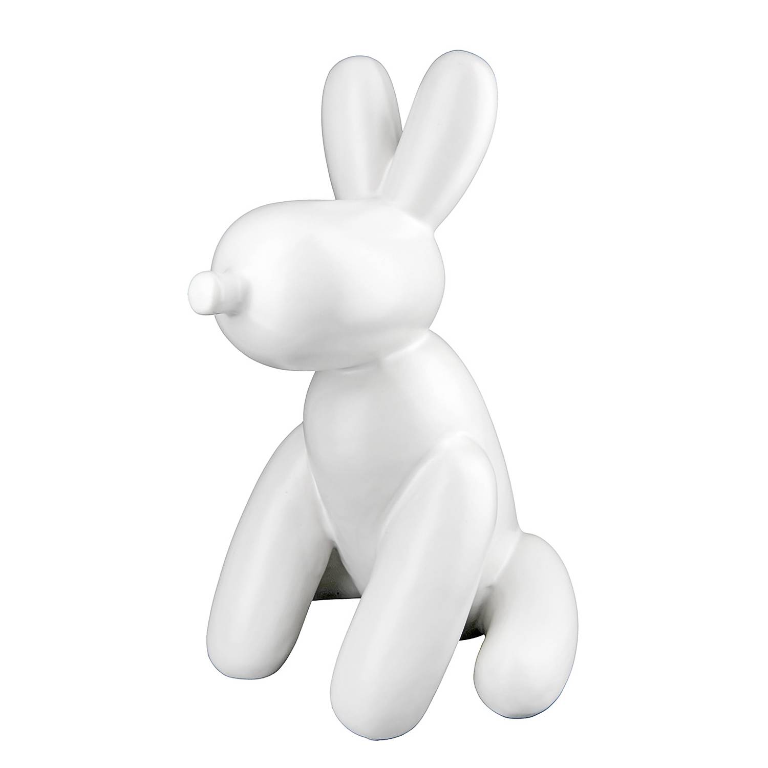 Keramik Ballonhund Figur 20cm - Silber Hochglanz Deko Mit Filzgleitern