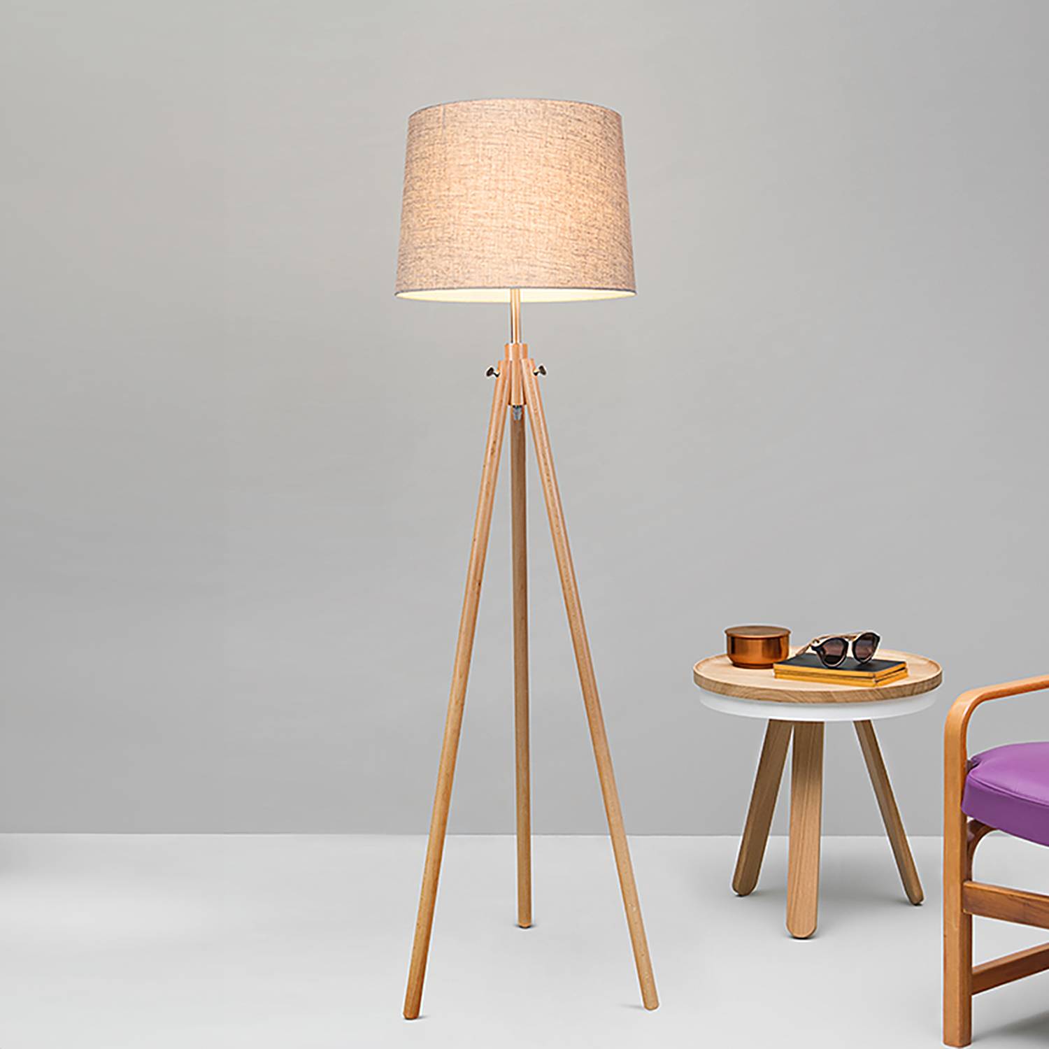 Lindby Lampada Da Terra Mineva – Design Moderno In Metallo Nero Con Interno Oro, Paralume Regolabile, 180cm, Per Soggiorno