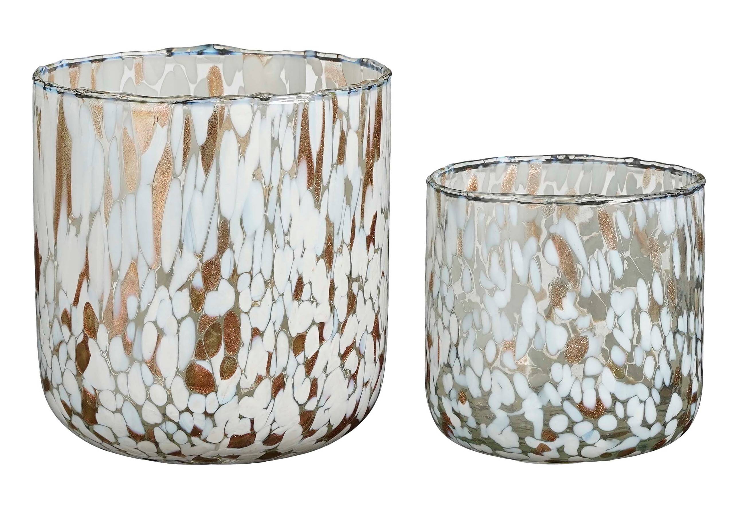 LSA International Pearl Teelichthalter Set, 4 Stück, Handbemalt Mit Perlmutt-Glanz, H 6,5 Cm, Ø 6,8 Cm