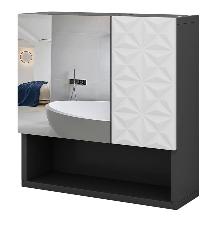 Armoire De Salle De Bain Fynn Blanc - 80x64 Cm - Rangement Pratique Et Moderne