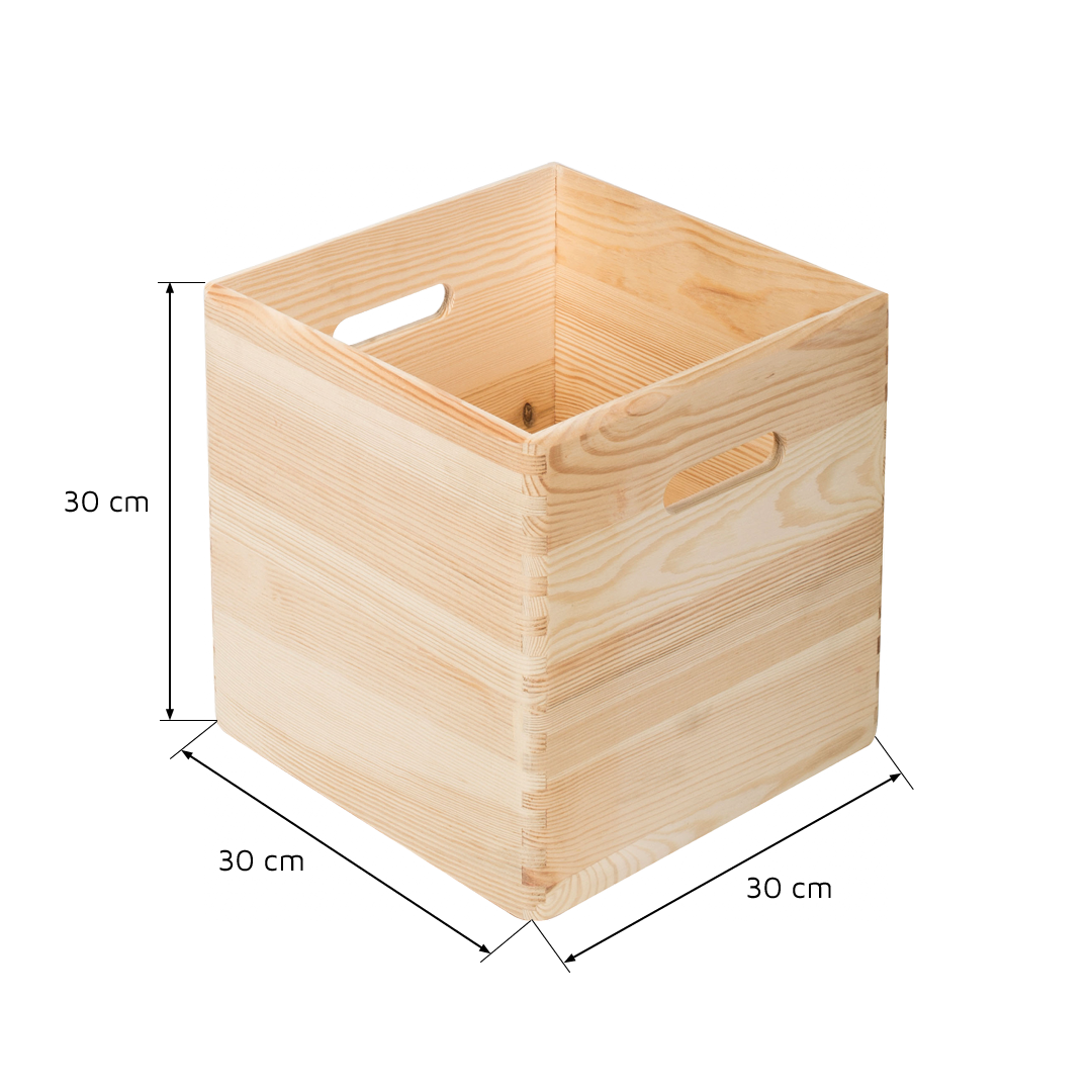 Javor Offene Holzkiste Aus Kiefer FSC – 30 X 30 X 30 Cm Aufbewahrungsbox Mit Griffen – Für Regal, Schreibtisch & Schrank – Natürlich & Vielseitig