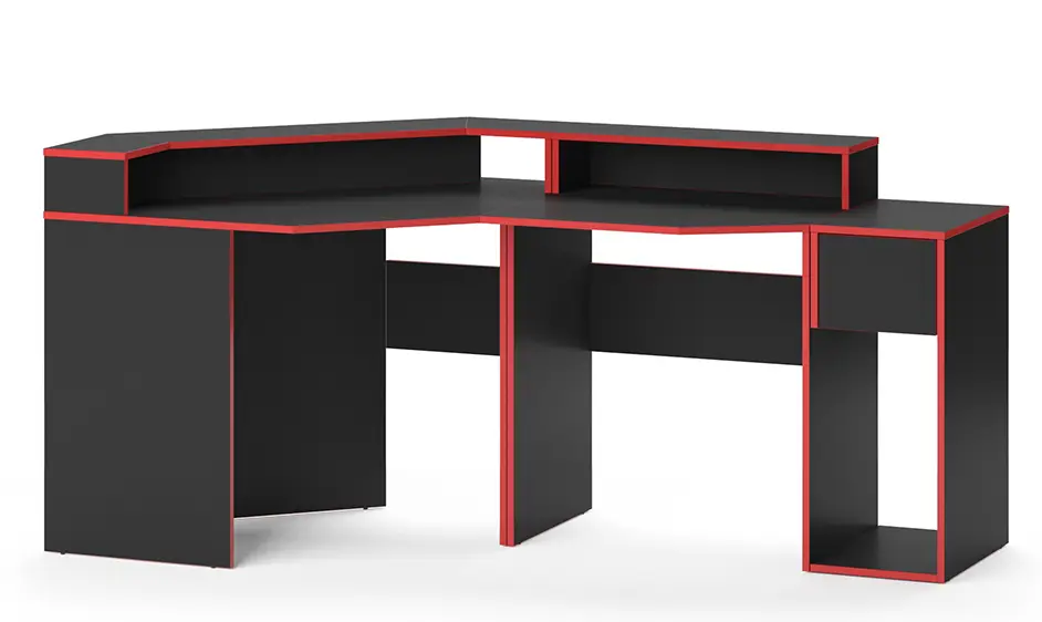 Computertisch 鈥濳ron鈥? Schwarz/Rot Set 6