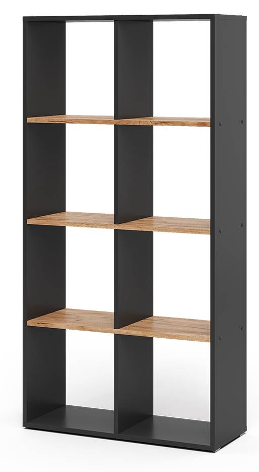 Étagère Séparatrice Vicco 8 Compartiments - Noir Et Rouge - 143x72x29 Cm - Meuble Autoportant