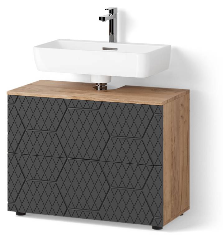 Badmöbel-Set Ronco Grün/Goldkraft Eiche 2 Teile