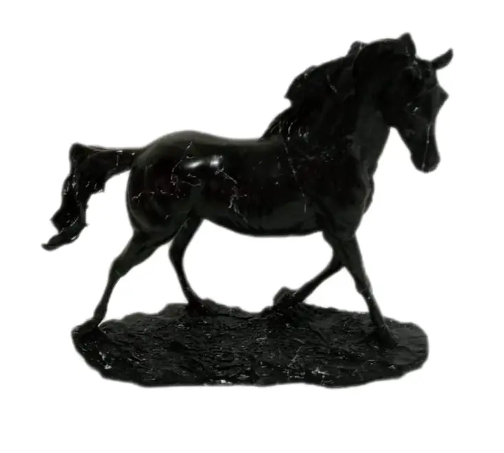 Schwarz Marmoroptik Pferd Skulptur