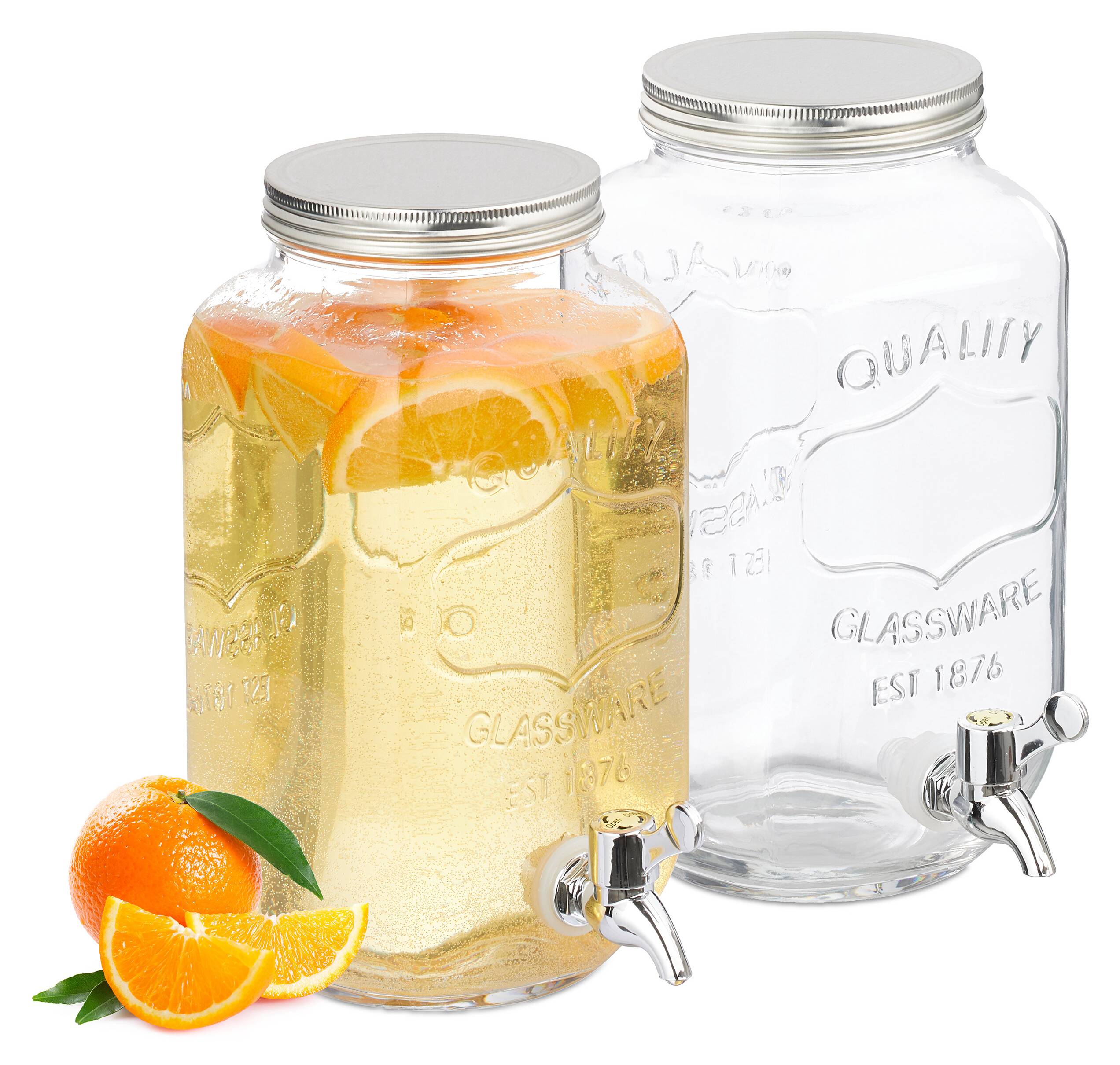 Navaris Glazen Limonadetap Met Kraantje 5L Twee Bekerhouders Drankdispenser Zwarte Metalen Standaard Sapdispenser Voor Koude Dranken 590607340 Navaris Glazen Limonadetap Met Kraantje 5L Twee Bekerhouders Drankdispenser Zwarte Metalen Standaard Sapdispenser Voor Koude Dranken 590607340