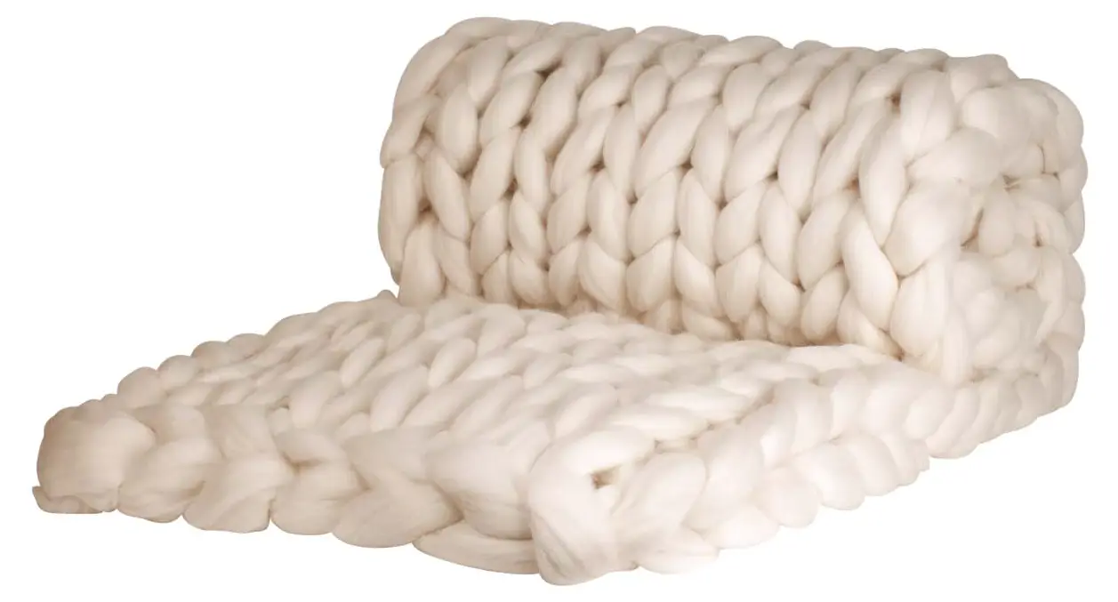 Wolldecke Cosima Chunky Knit weiß small