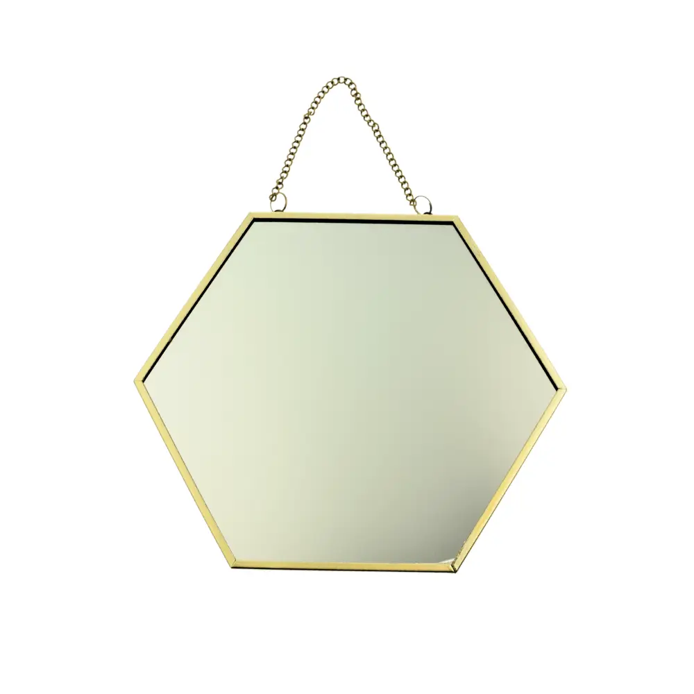 Sechseck-Spiegel Gold 17x20 cm