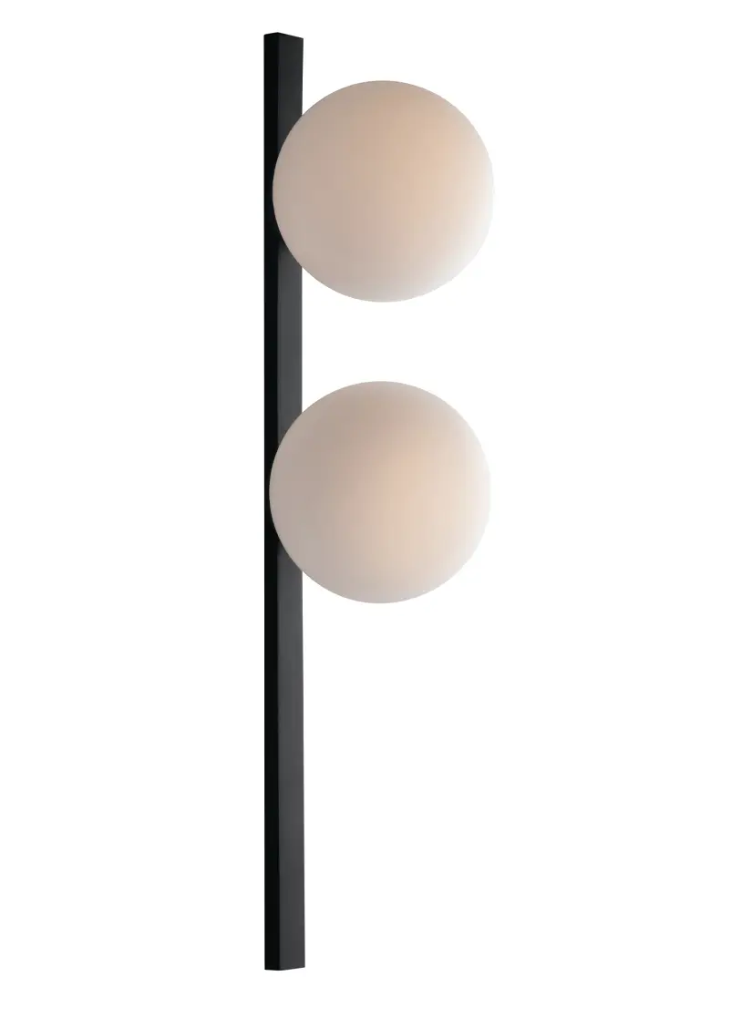 LED Wandlampe 2 flammig Schwarz Opalglas | Wandleuchten