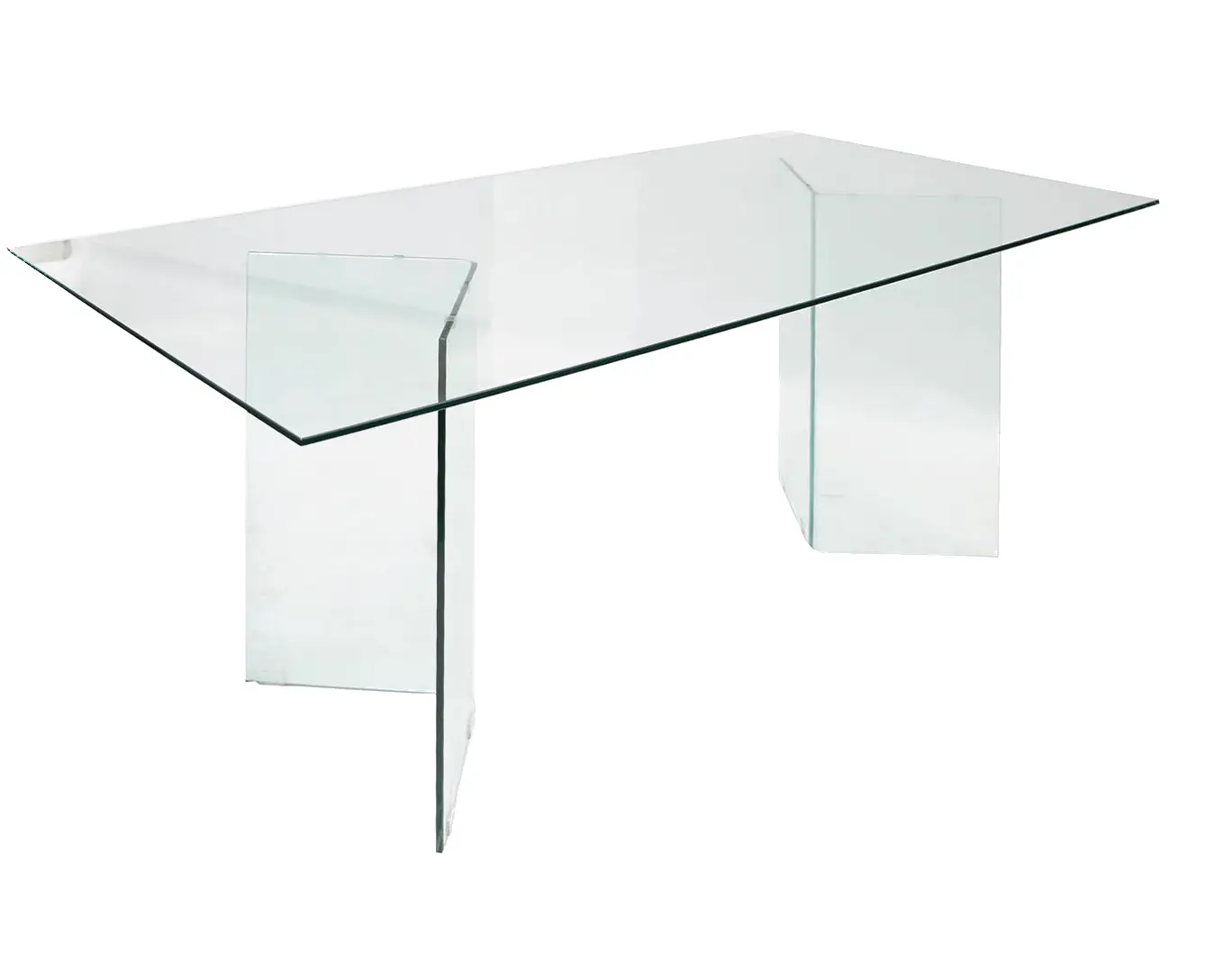 Transparenter Tisch aus geh盲rtetem Glas