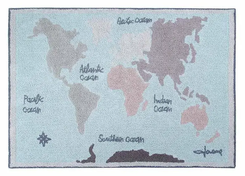 Baumwollteppich Weltkarte