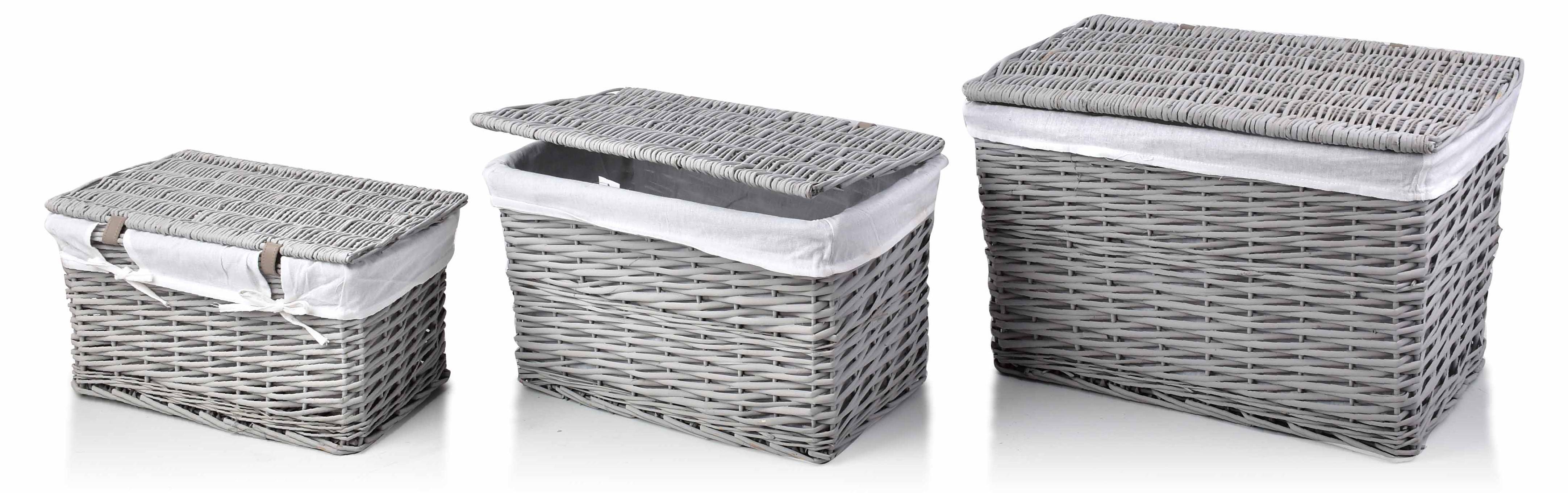 Weidenkorb 3er Set – Aufbewahrungskörbe In Größen 38x30, 32x25, 25x21 Cm, Aus Weidengeflecht, Beige/braun