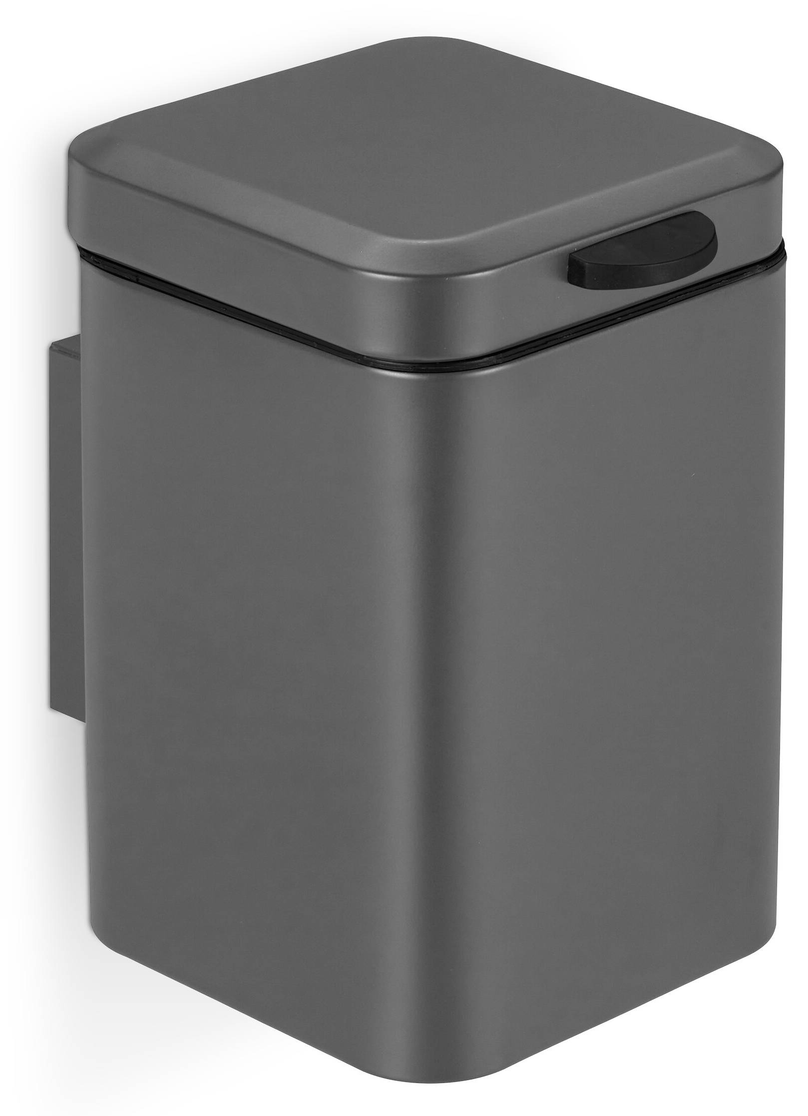 Poubelle Salle De Bain Relaxdays - Murale 3L Noire Avec Fermeture Douce Seau Amovible Acier