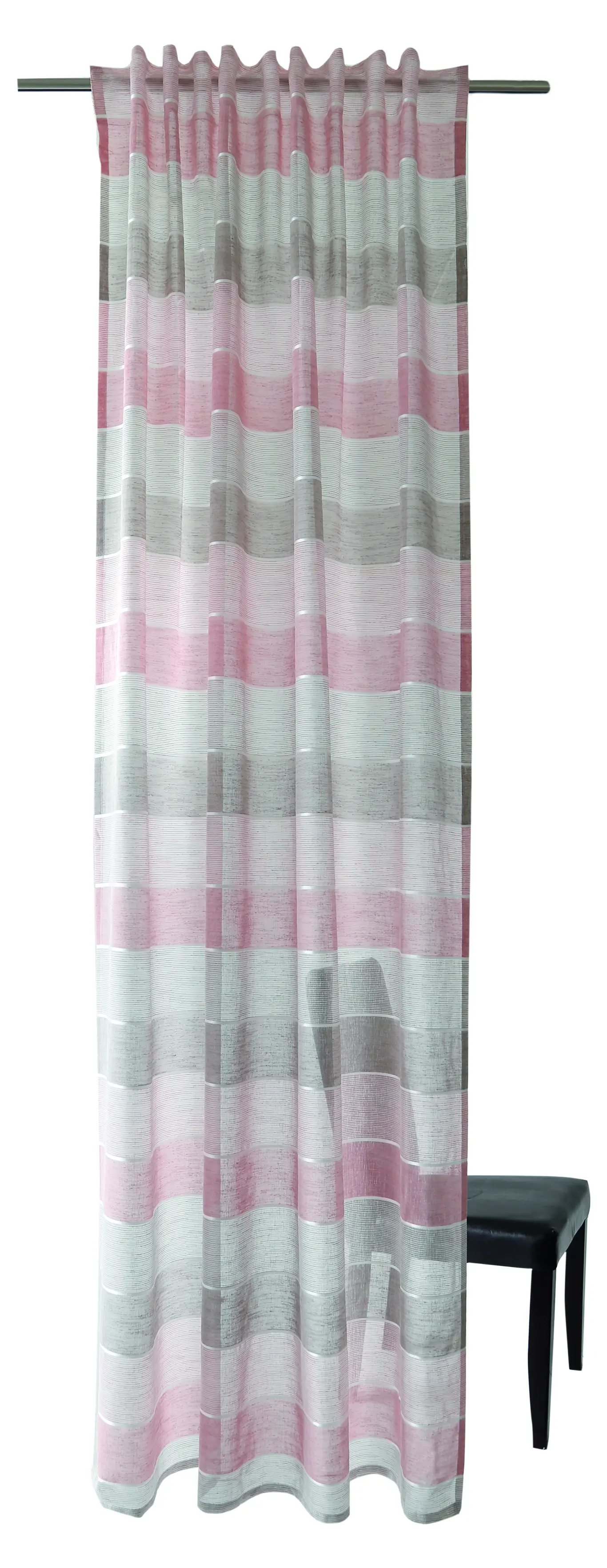 Vorhang pink-grau-braun Streifen | Gardinen