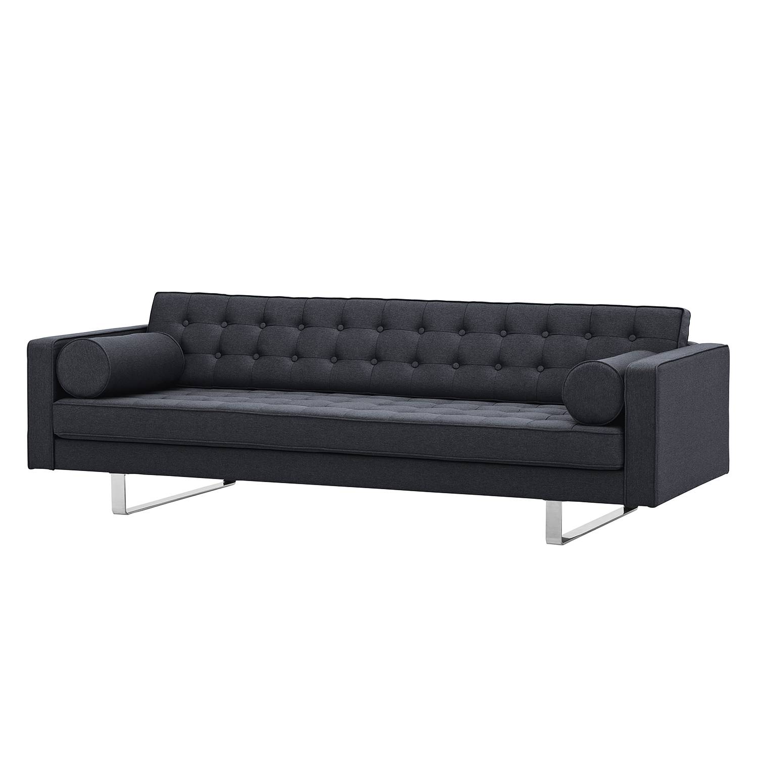 home24 Fredriks Sofa Chelsea 3-Sitzer Anthrazit Webstoff 216x68x85 cm