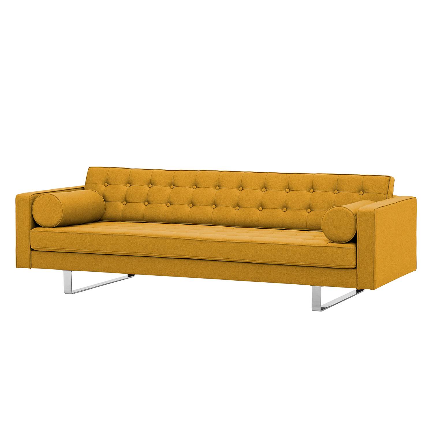home24 Fredriks Sofa Chelsea 3-Sitzer Senfgelb Webstoff 216x68x85 cm