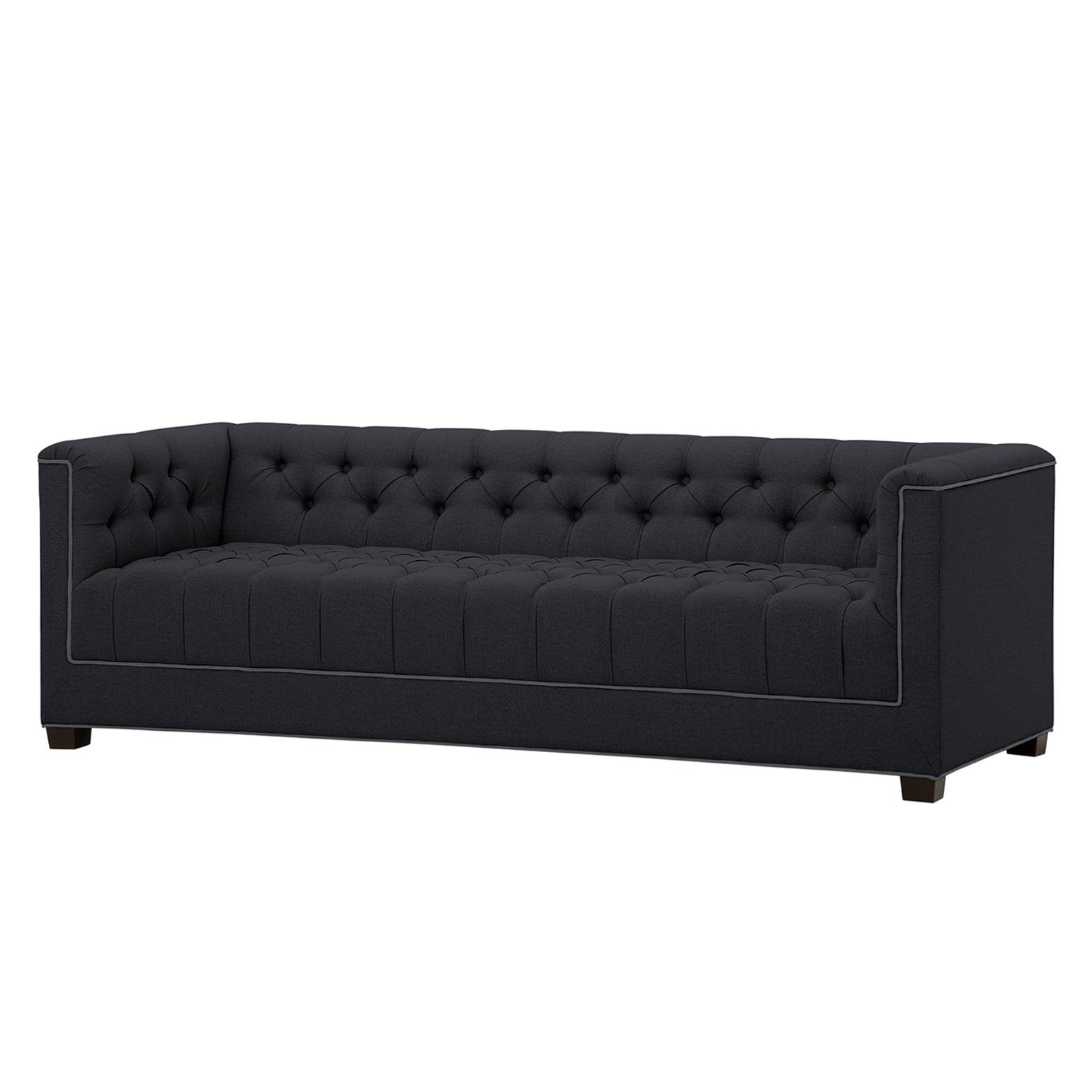 home24 Maison Belfort Sofa Grand Duo 3-Sitzer Anthrazit Webstoff 222x73x85 cm