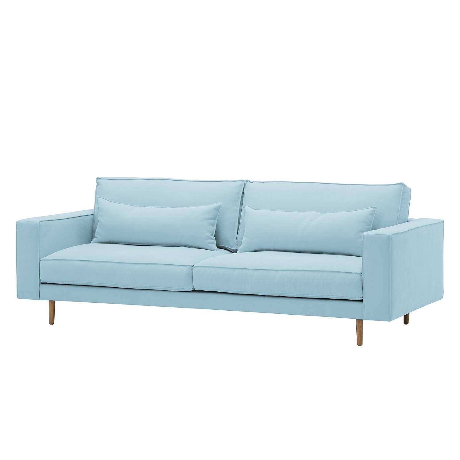 home24 Studio Copenhagen Sofa Lacona 3-Sitzer Hellblau Webstoff 230x80x95 cm