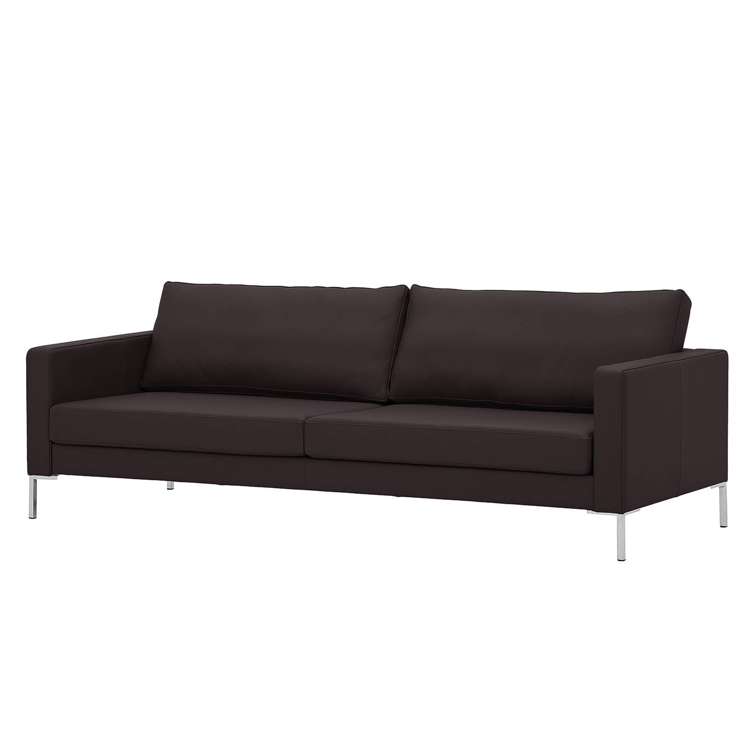 home24 Fredriks Sofa Portobello 3-Sitzer Dunkelbraun Echtleder 216x75x85 cm