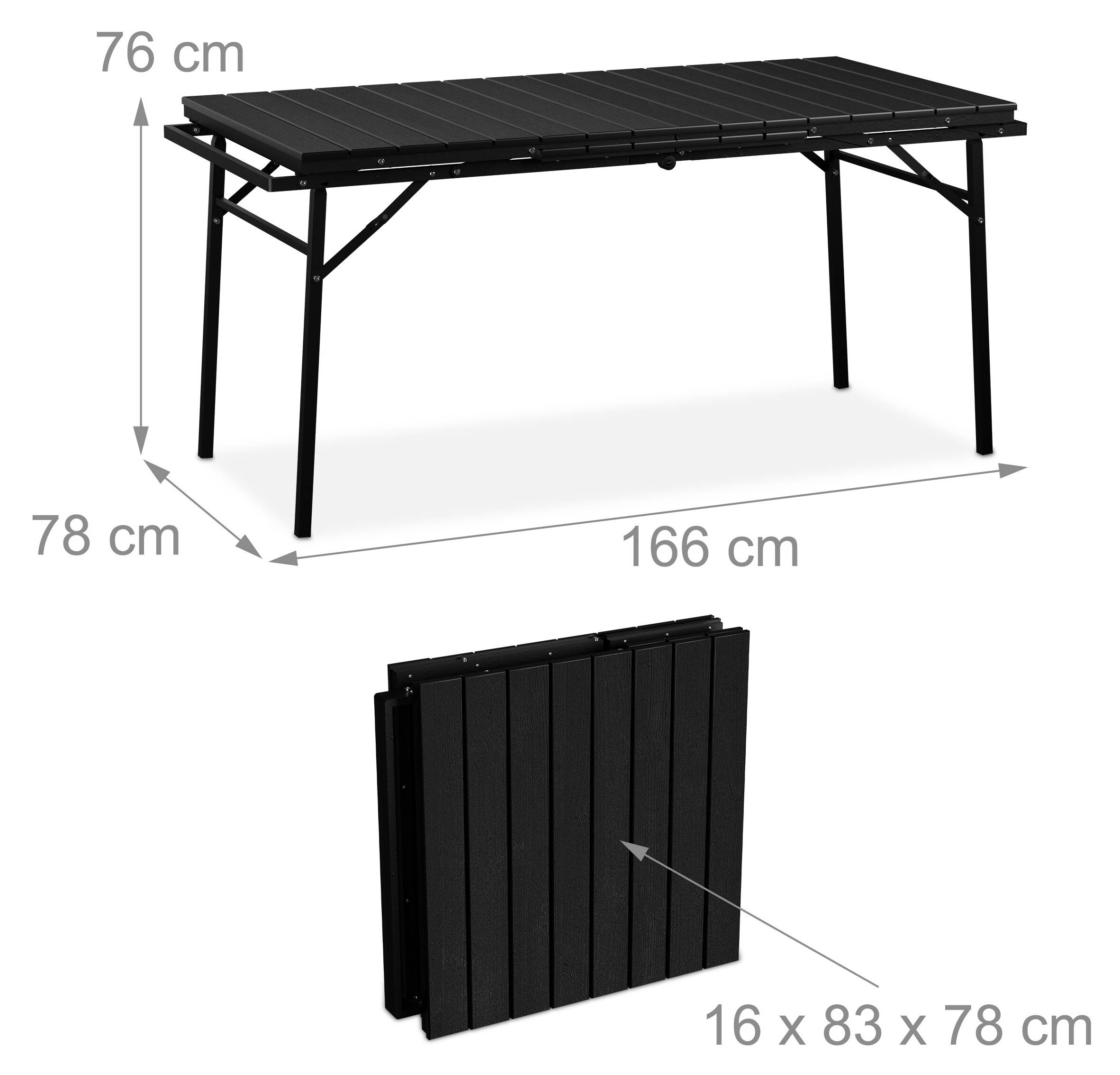 Relaxdays Tuintafel vierkant - 46 x 46 cm - voor 4 personen - staal - balkon - terras - zwart
