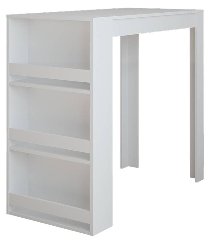 Table De Bar Repose Blanche 65x65cm - Comptoir Bistrot Avec Étagère