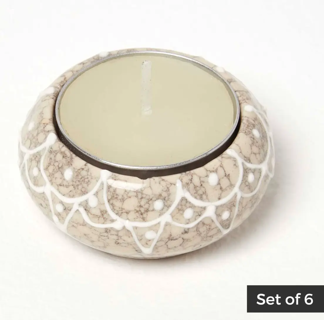 Keramik 6 mit Teelichthalter Teelichten