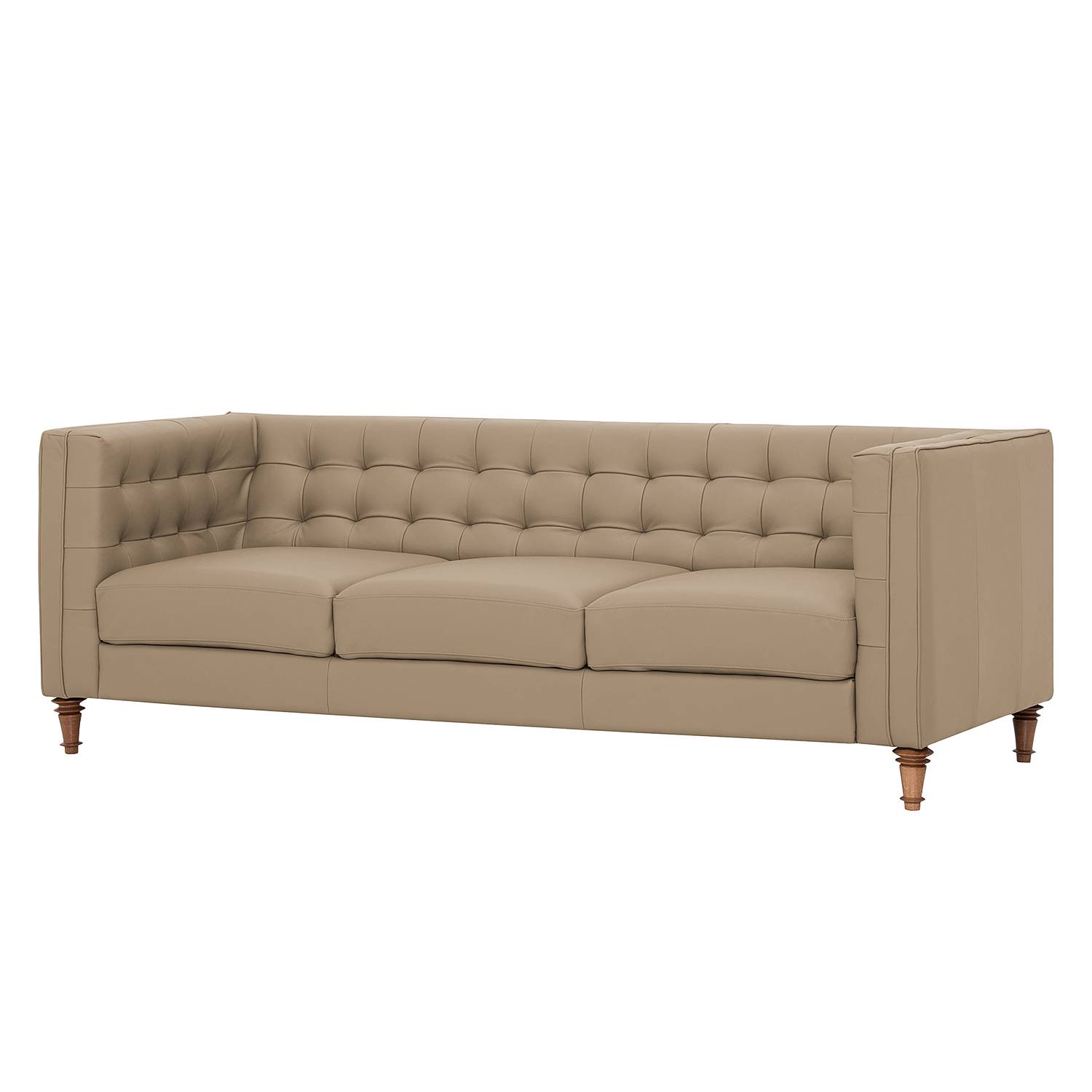 goedkoop Bank Buckingham 3zitsbank echt leer Echt leer Gad Taupe Maison Belfort
