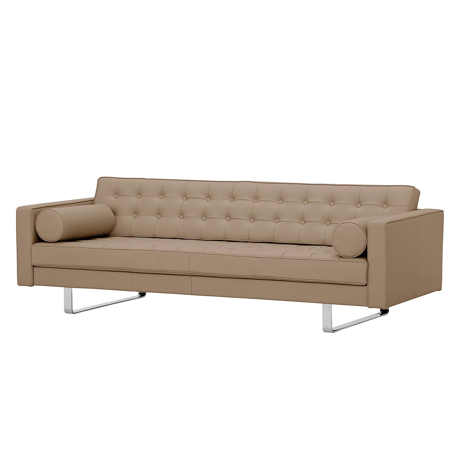 goedkoop Bank Chelsea 3zitsbank echt leer Beugelpoten Echt leer Gad Taupe Fredriks