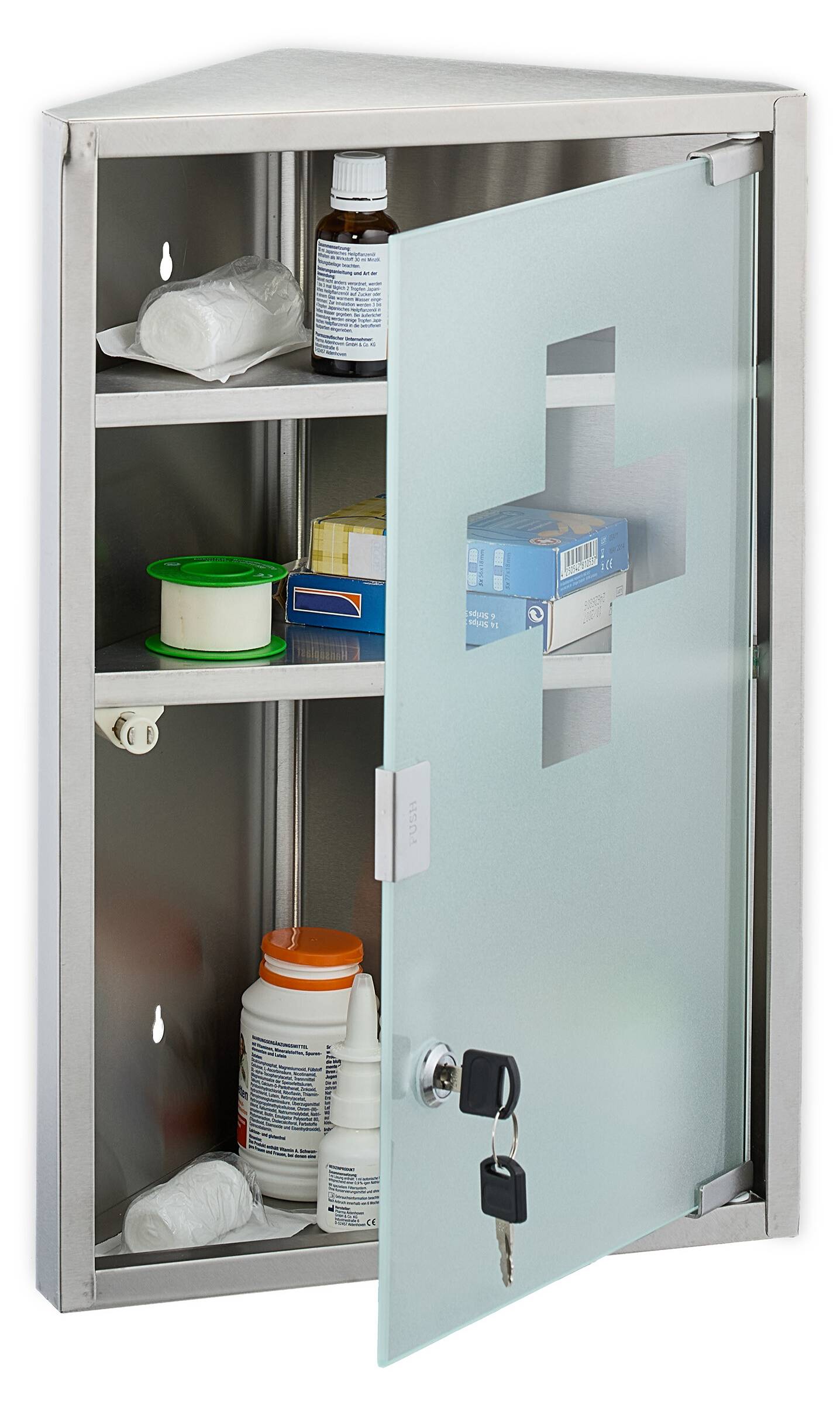 Head West Medizinschrank Mit Spiegel – Wandmontage, Schwarz, Mit Glasablagen, 40,6 X 66 Cm