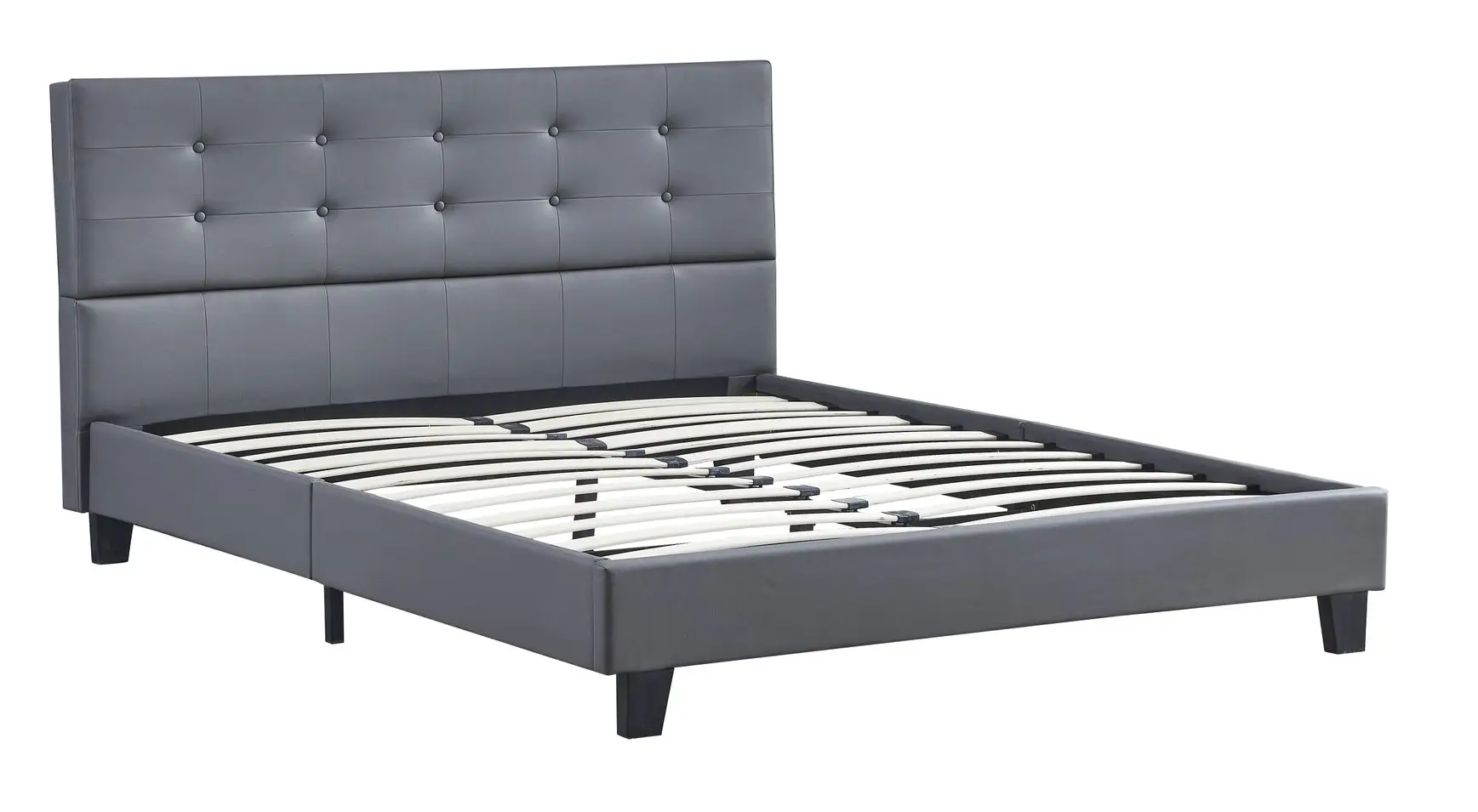 Bett aus grauem Kunstleder 140x200cm