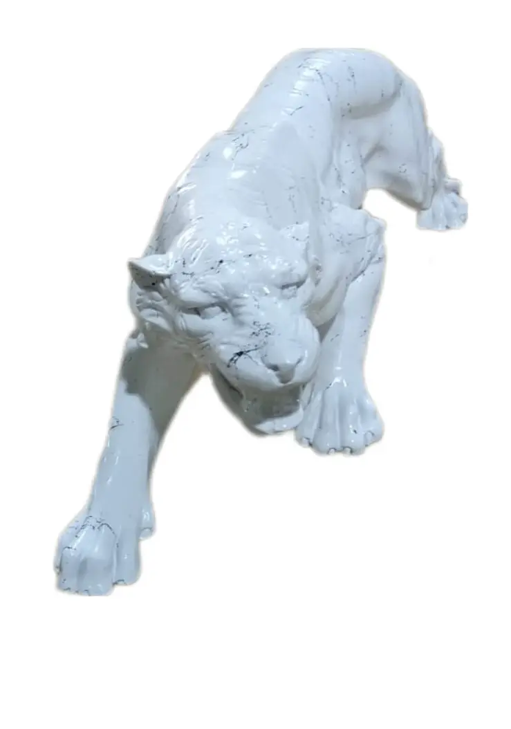 Skulptur Panther Wei脽 Marmoroptik | Deko-Objekte