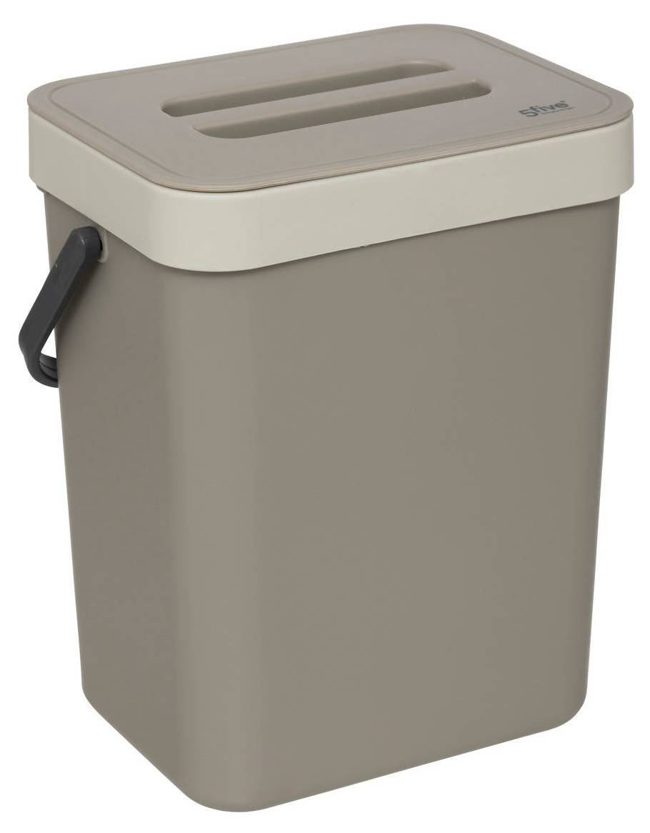 Poubelle à Compost Accrochable Homéa 5L - Plastique Anthracite - 18x14x24 Cm Poubelle Repositionnable Plastique Anthracite