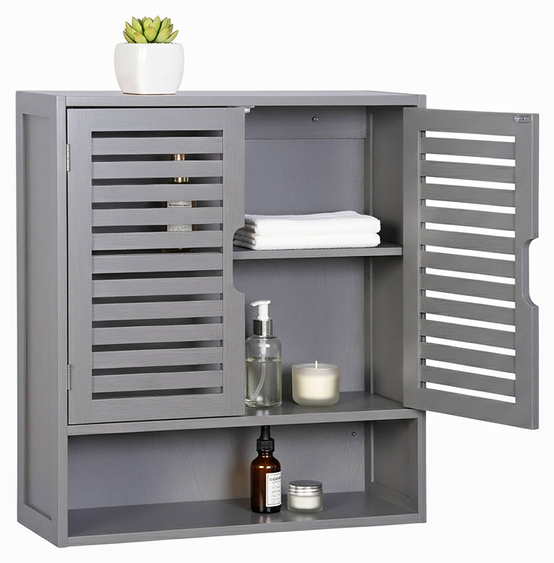 Armoire suspendue de salle de bain en bambou Relaxdays