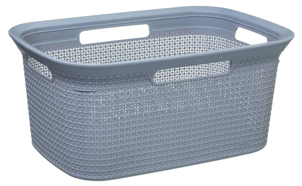 M Home By Mazzei Wäschekorb Grau | 47 Liter, Durchbrochen, Mit Griff | Für Badezimmer & Waschküche