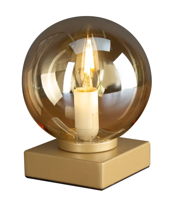 LED Kugellampe Bubble Messing Amberglas | Tischlampen