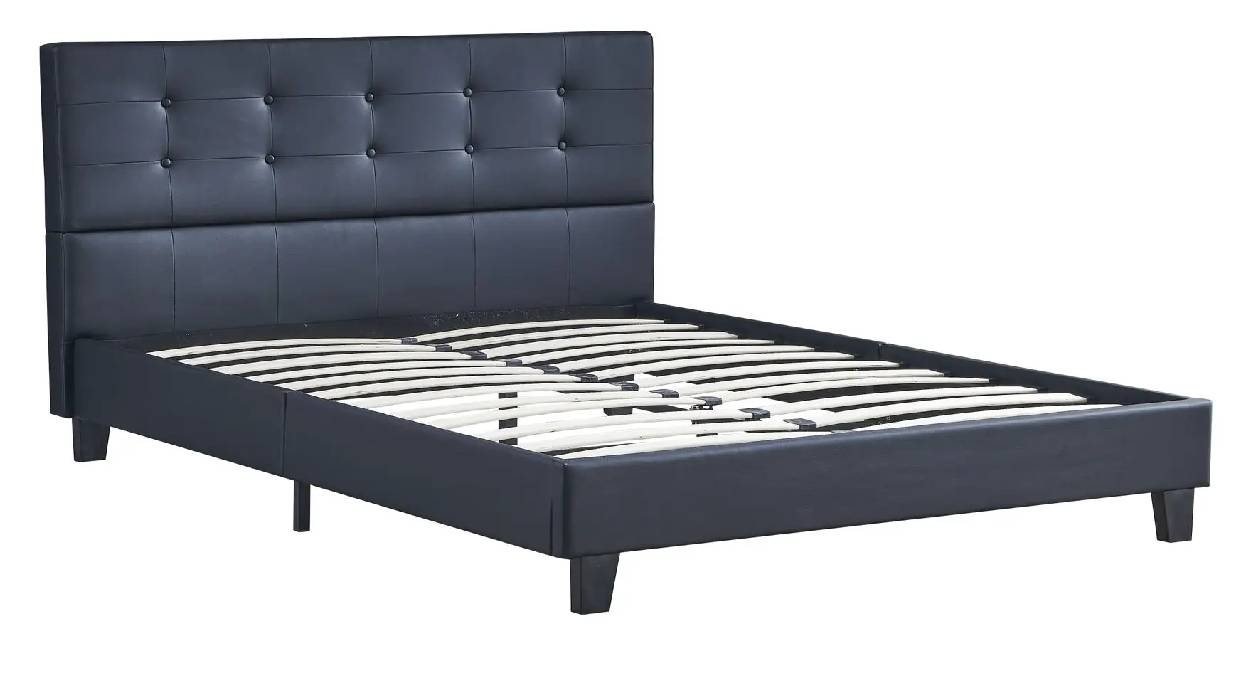 Bett aus schwarzem Kunstleder 160x200cm